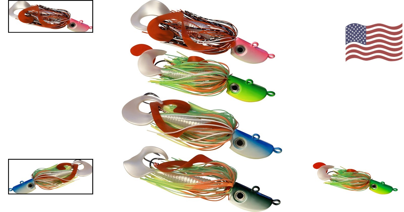 Versatile 4-Pack of Bearded Buzzbait Jigs - Effective for Freshwater & Saltwater - Image 2