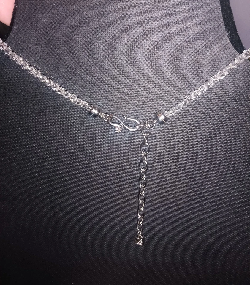 Collar de Cristal Swarovski 14" Pulgadas Lágrima Cristal Colgante Tono Plata SIN CAJA  Foto 4 de 4