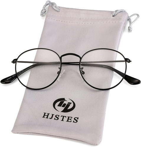 Runde Blaulichtbrille für Damen Herren Retro Kreis klare Gläser Metallgestell Eyegl - Bild 1 von 9