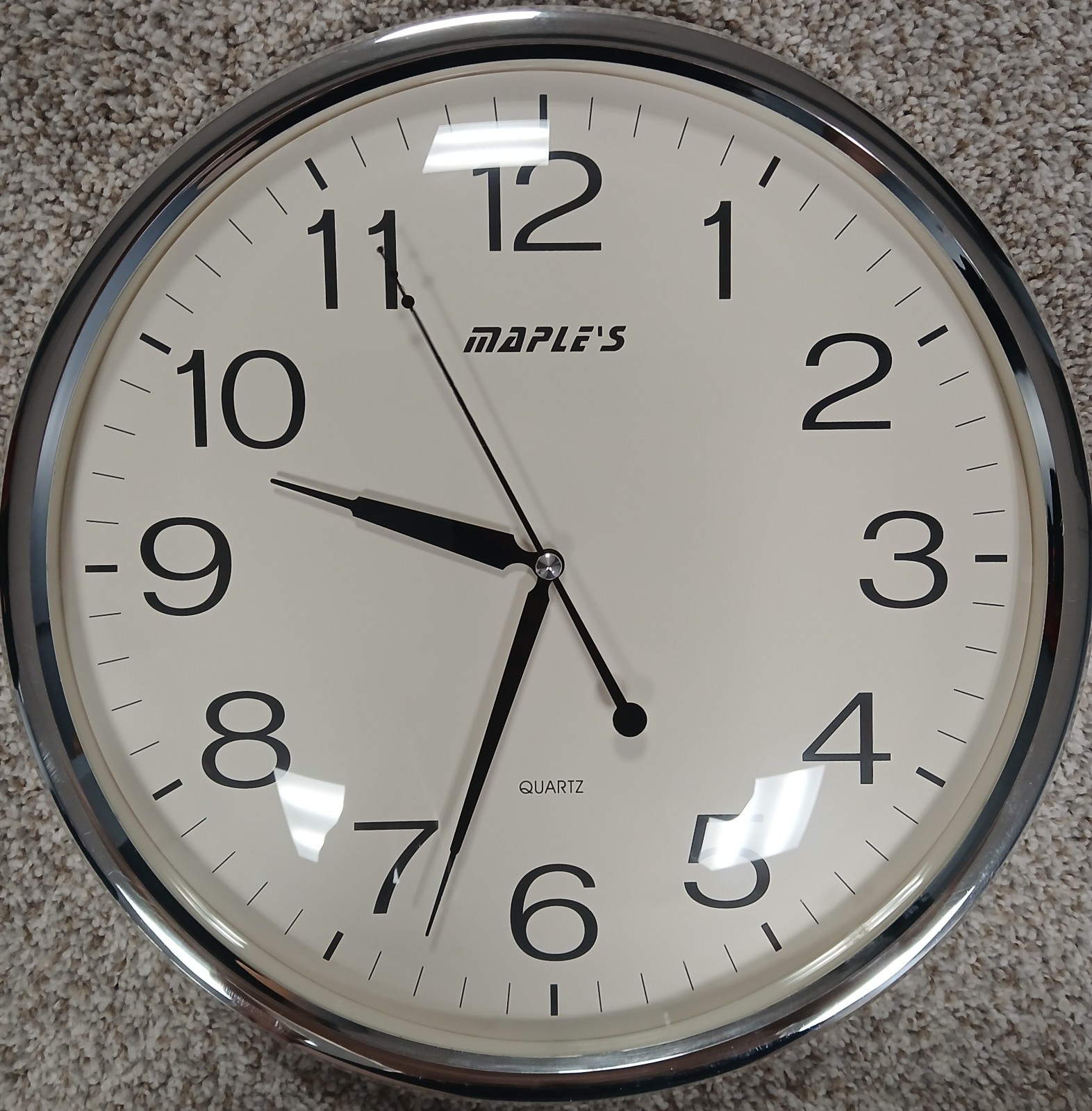 Maple's 13-Inch Wall Clock White Face Chrome Bezel