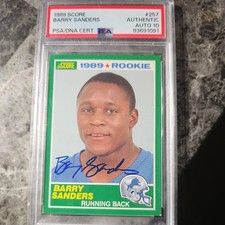 1989 Score #257 Barry Sanders Autograph RC PSA 10