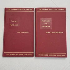 Vintage Indiana Society of Chicago Book Set Short Furrows History of Indiana