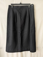 Pendleton Vintage 100 Virgin Wool Black Pleated Skirt Sz 14 Side Button USA