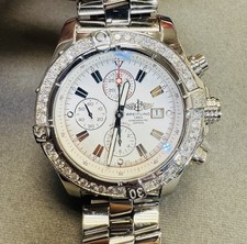 Breitling Super Avenger A13370 SS 48mm Custom Diamond Bezel Chronograph Watch