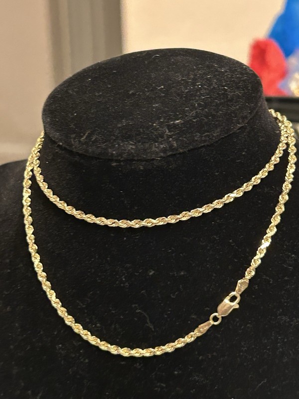 14K Solid YELLOW GOLD ITALY ROPE NECKLACE 24”CHAIN UNISEX 14k On It 14.44 Grams