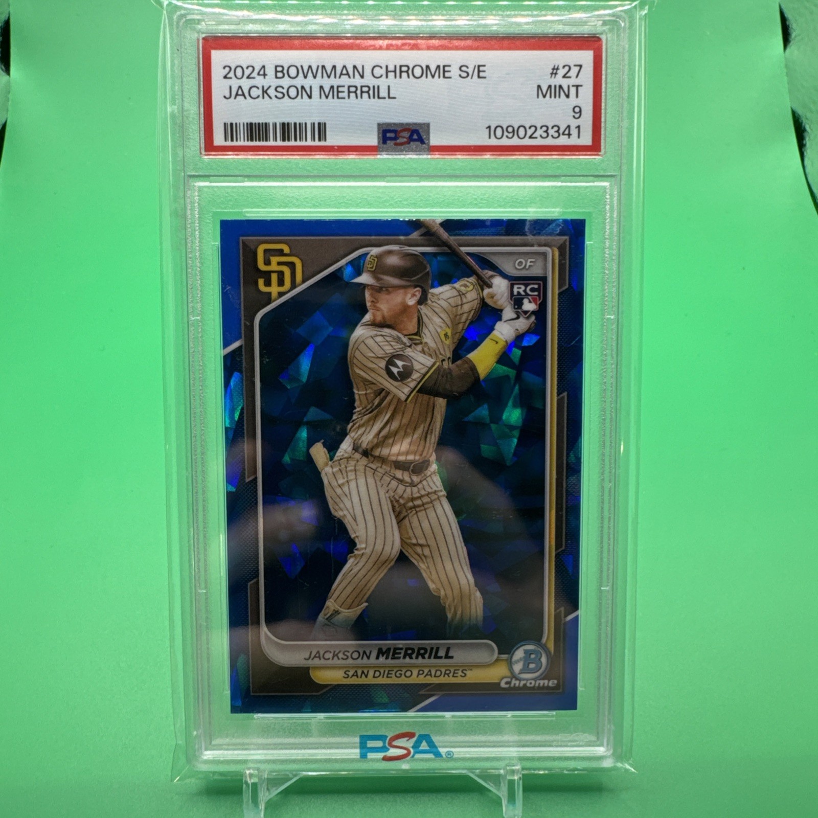 2024 Bowman Chrome Sapphire Jackson Merrill RC Rookie #27 Padres PSA 9