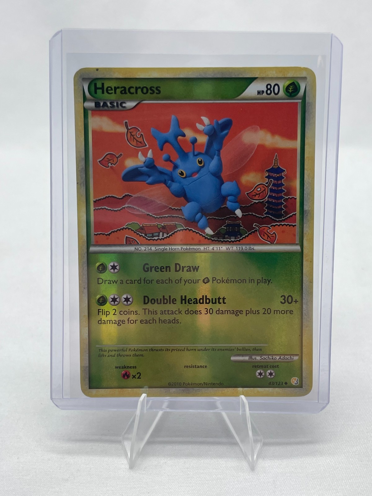 Heracross 43/123 Uncommon HeartGold & SoulSilver Pokemon Reverse Holo MP