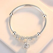 Women's 925 Sterling Silver Hollow Bell Ball Bracelet Adjustable Bracelet Jewelr