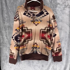 Western Wits  Southwestern Aztec Fleece Pullover Women's Small Made in USA