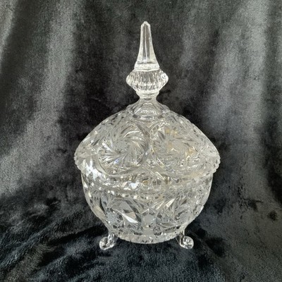 Beautiful Vintage Lausitzer Glass Bleikristal Round Footed Crystal Candy Bowl
