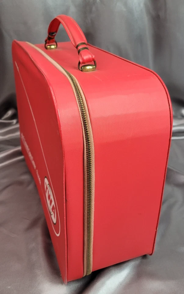 Maleta de viaje roja vintage TWA JFK SpaceCenter años 60 70 aerolínea coleccionable Foto 4 de 4