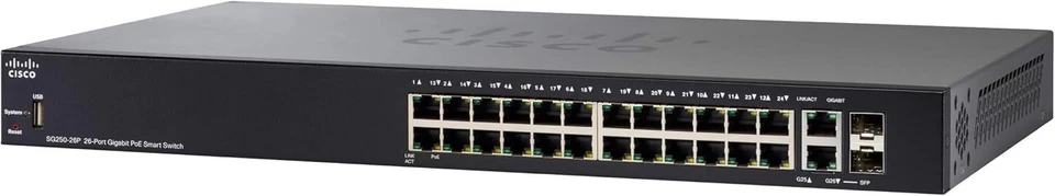 🔀 Switch Cisco SG250-26P 24 Ports PoE+ 195W Gigabit 52 Gbps Smart 🏢 - Photo 1/1