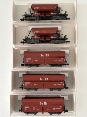 5x Fleischmann piccolo 8520 8525 Selbstentladewagen ERZ IIId DB braun Set OVP