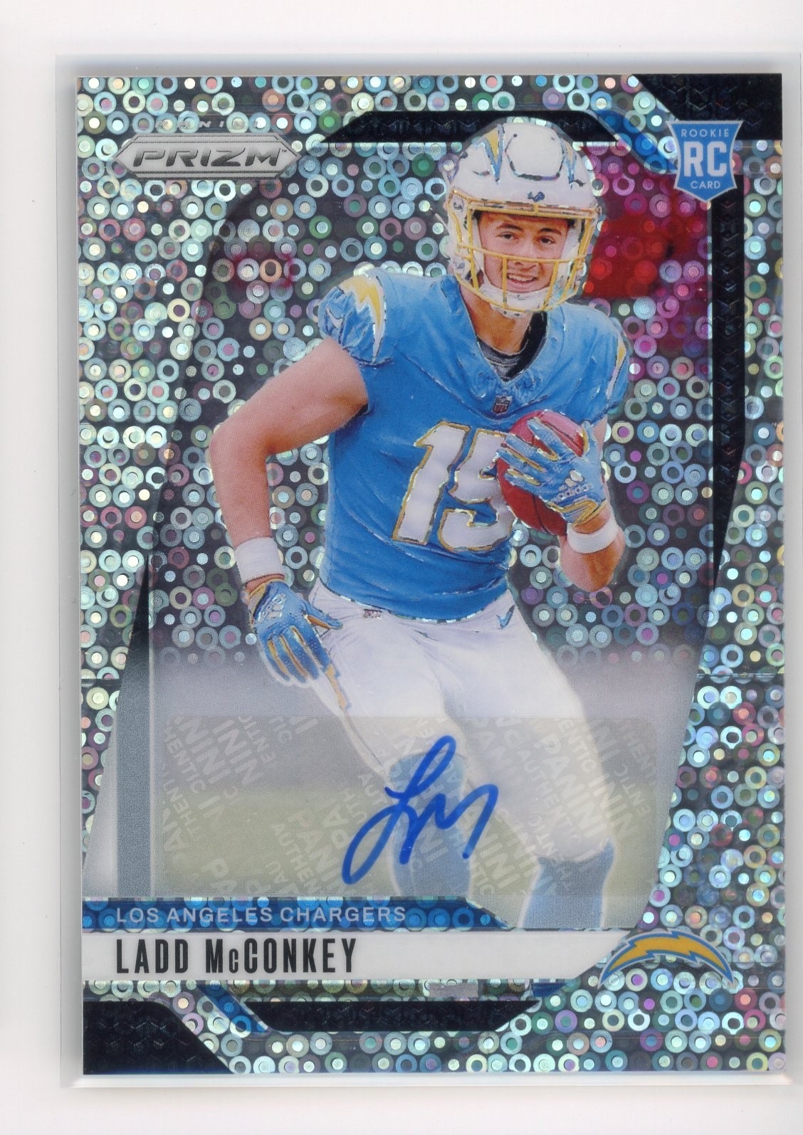 2024 Prizm Silver AUTO Ladd McConkey No Huddle Prizm #365 #Chargers (AU, RC)