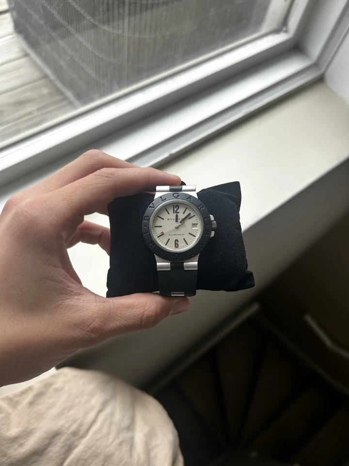 Reloj Hombre BVLGARI AL38A Aluminio Negro L18537 Batería Muerta Reloj 3 ATM Foto 4 de 4