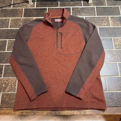 Simms Mens Fleece Jacket Size XL Pullover Fishing Outdoors Cozy Orange 1/4 Zip