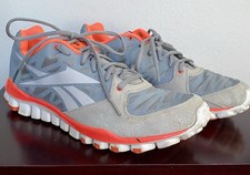 Reebok MENS 10.5 GRAY ORANGE Running Shoe Sneakers Trainers Real Flex