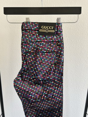 Gucci Runway Multicolor Sequin Pants   Italian Made Statement Trousers  Size 30