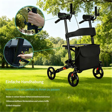 Faltbarer hoher Arthritis Rollator mit gepolsterten Unterarmauflagen Leicht