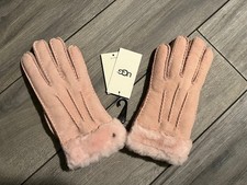 UGG WOMENS PERFORATED SUEDE GLOVES, ELEPHANT GRAY, OLIVE, PINK CLOUD, NWT 155