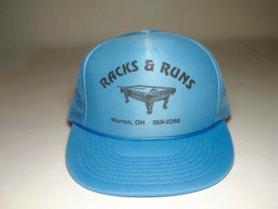 Racks & Runs Pool Hall Warren Ohio Cap Rockabilly Trucker Mesh Hat Snap Back