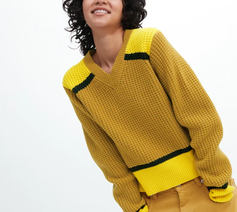 Popcorn sleeve sweater shop