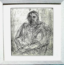 MAX UHLIG >Frau mit Schultertuch< HAND-SIGNIERT, Radierung + Rahmen, orig.signed