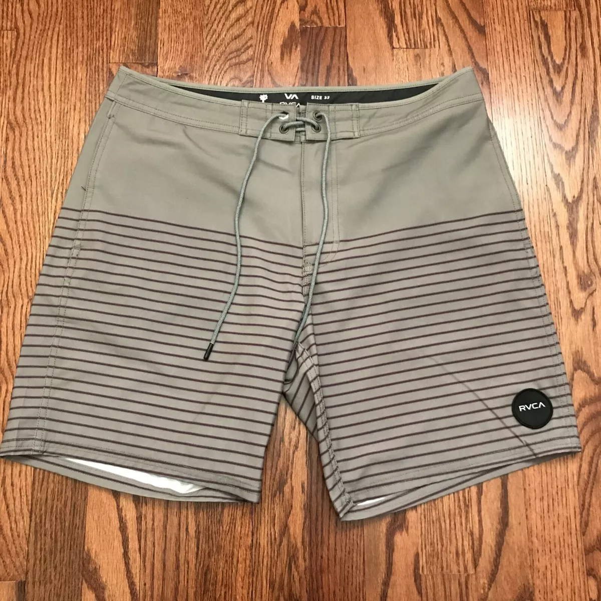 RVCA Nature Hybrid Swim Board Shorts Mens 32 Black Gray Purple Stripe