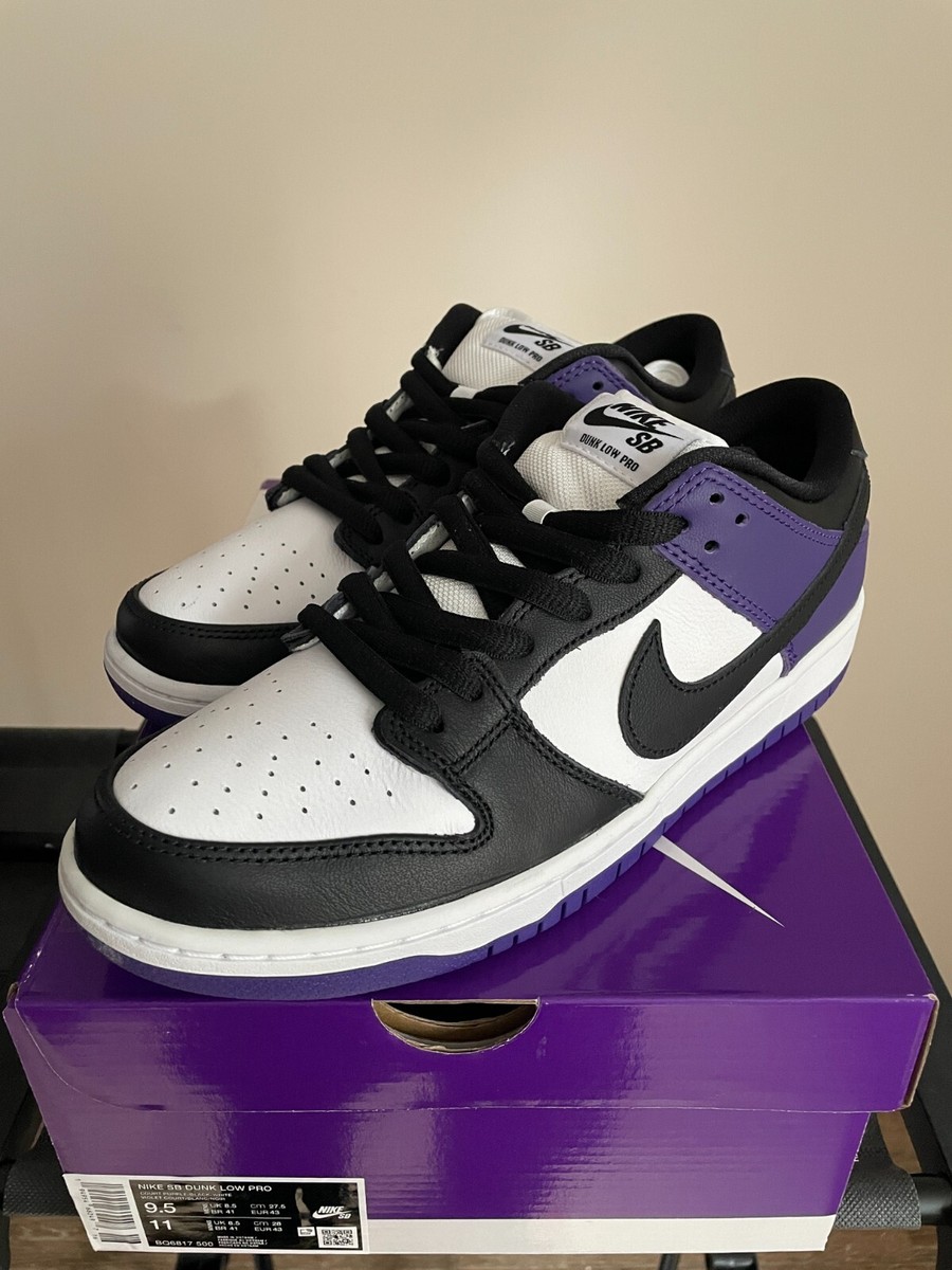 Nike SB Dunk Low Court Purple Size 9.5 NEW BQ6817-500 Black White