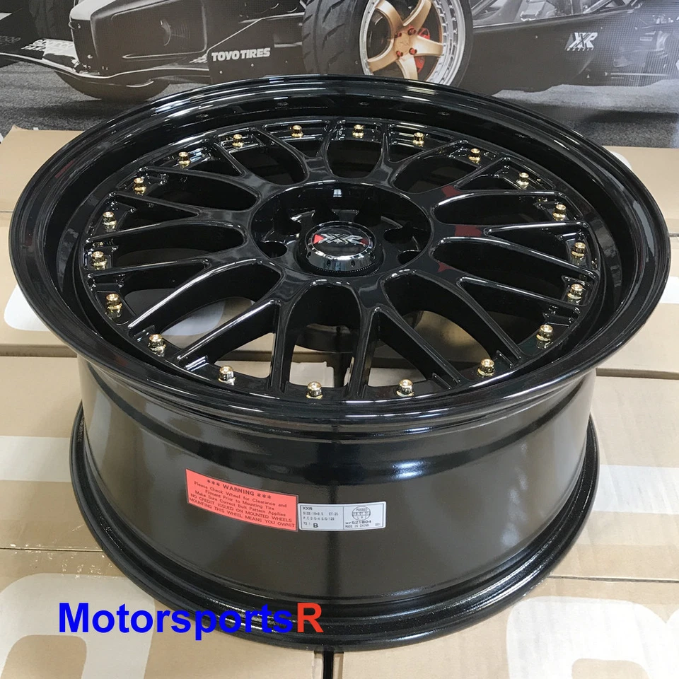 XXR 521 18x8.5 +35 Black Gold Rivets Rims Wheels 5x100 18 Toyota 86 16 Scion FRS Foto 3 de 3