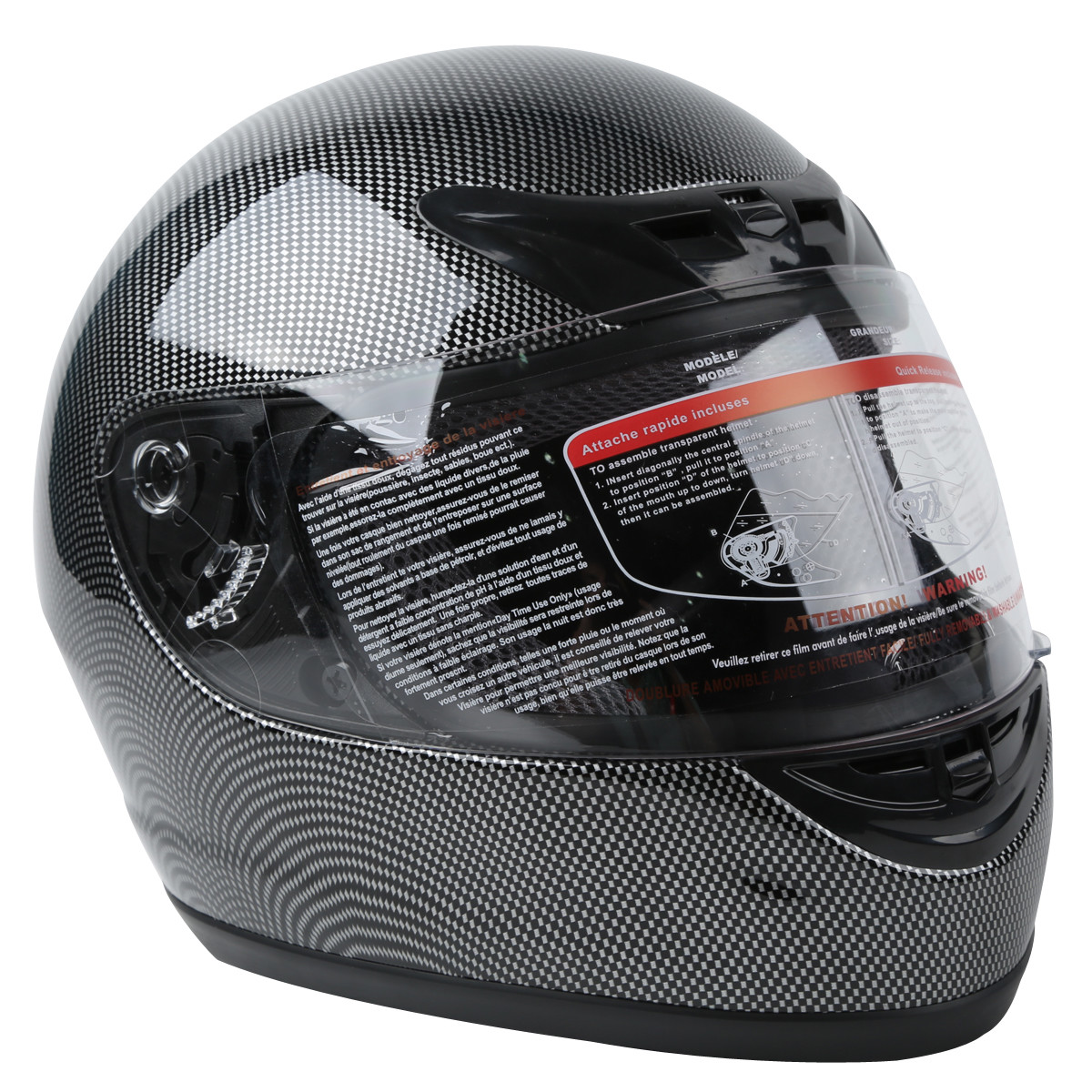 Carbon Fiber Black DOT Flip Up Full Face Motorcycle Street Carbon Fiber Black DOT Flip Up Full Face Motorcycle Street
