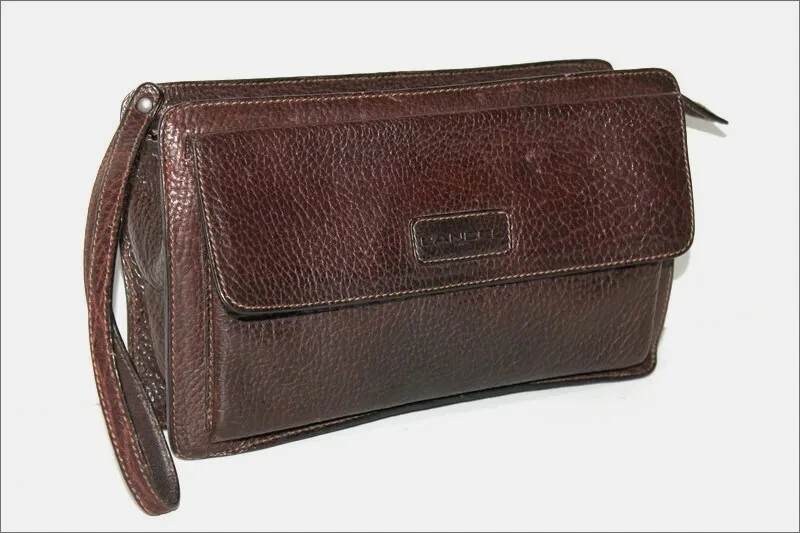 LANCEL Pochette Vintage Cuir Grain Marron Fonc TBE eBay