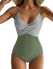 Women's One Piece Swimsuits Tummy Control Front Cross Bathing Suit, Size L