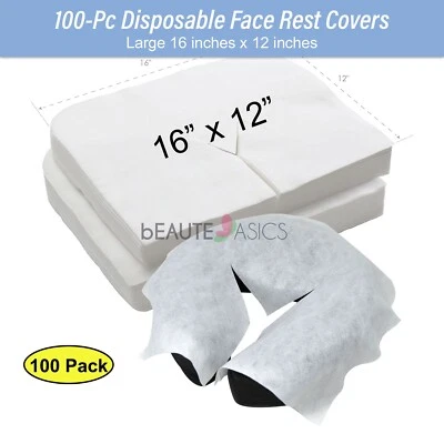 APPEARUS 100-pc 16x12" Disposable Massage Table Face Rest Headrest Cradle Covers (BD1211)