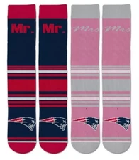 New England Patriots Adult Mr. & Mrs. Socks 2 Pair- Free Ship