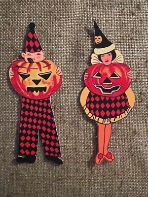 U Pick Vintage Inspired Deco Lady or Man, Pumpkin Halloween Cardstock Decoration