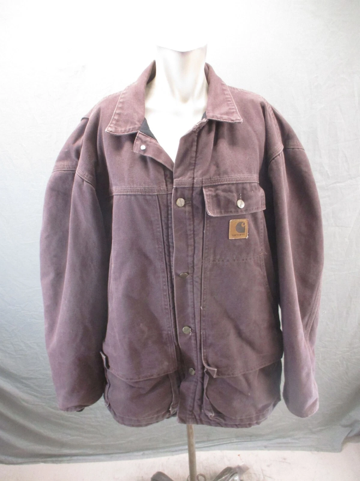 Carhartt Size XL Men Brown Button Up Utility Canvas Insulated Jacket 250