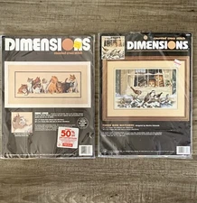 VTG Dimensions Counted Cross Stitch Kit #3839 Three Bird Watchers #3762 9 Lives