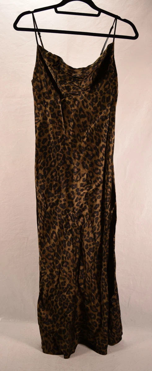 Zara Womens Slip Dress Animal Print Black Brown S