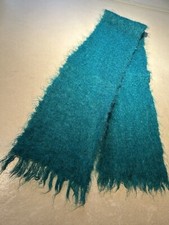 Vintage NETHERDALE Scotland Teal Mohair Scarf Unisex Pre-owned