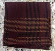 MAN HANKY STRIPED BURGUNDY RED CLASSIC VINTAGE COTTON POCKET ART SQUARE 18 B19