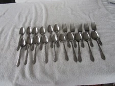 21 PC~~ Wm A Rogers Oneida Ltd Stainless  Flatware With Floral Decor~~~CLEAN!!