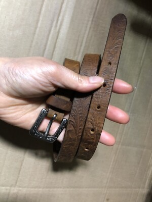 Cabela's Gently Tooled Leather Belt  Size 32 Made in USA PC1379