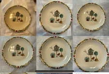 8 Pcs THOMSON POTTERY BIRD HOUSE Dessert/SALAD PLATES....NICE!
