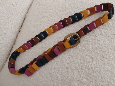 Multi-color Leather 1 in Wide Adjustable Belt.   Size M/L