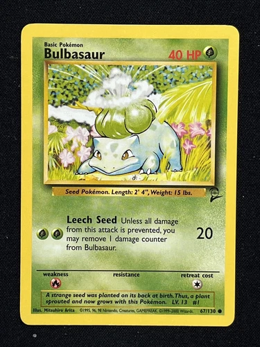 Pokemon Bulbasaur  67/130 Common  Base Set 2