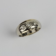 Vintage 14k White  Yellow Gold, Diamond Men's Ring Band Size 10.25