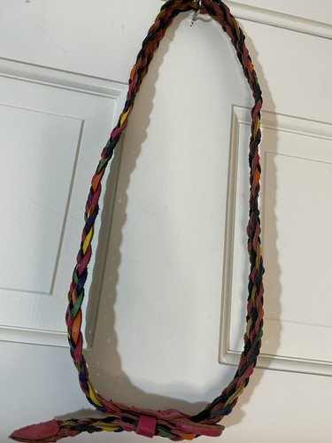 CINTURÓN ARCO IRIS TRENZADO MULTICOLOR CUERO GENUINO PARA MUJER - TALLA M/L - 0053 - Imagen 7 de 7