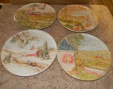 Vintage Byron Molds 4 Seasons Ceramic Wall Plaques 1972 Beautiful!