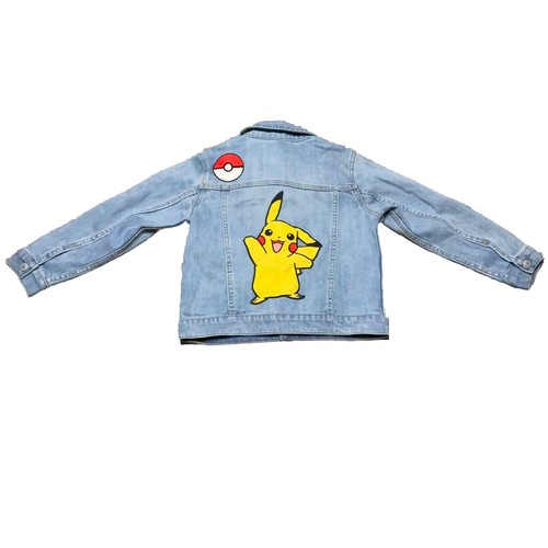 Levis Pokemon Denim Jean Jacket YOUTH 6 Blue Trucker Pikachu - Picture 2 of 10
